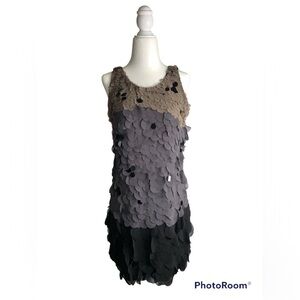 Hale Bob Sequins Embellished Feather Bodycon Mini Dress sz XS